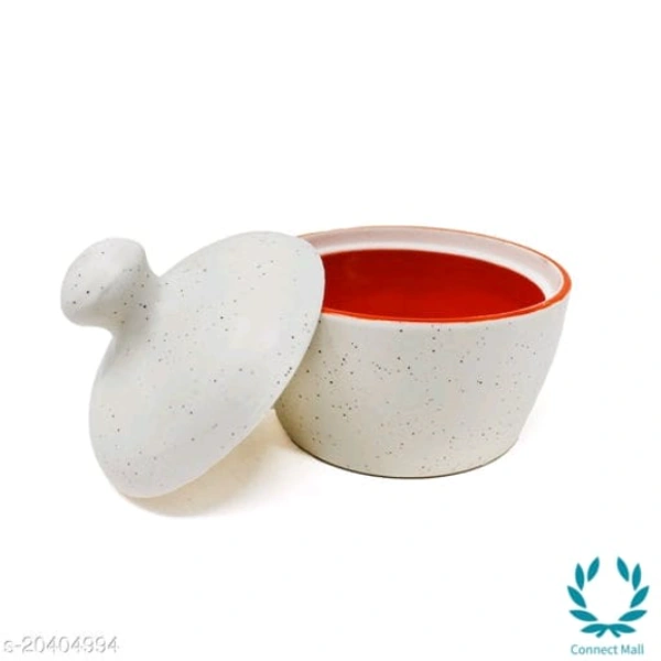 Handcrafted White Red Marble Ceramic Butter Pot with Lid - Butter pot